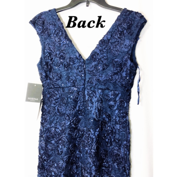 SOLD Marina Floral Applique Cap Sleeve Dress Navy - Picture 4 of 8